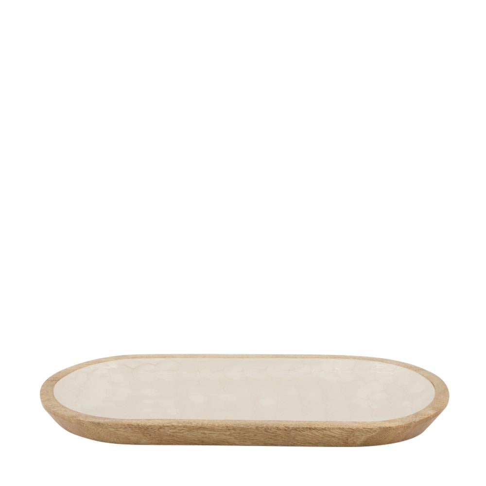 Decoratie plateau “Marble Mango” - 38 cm - hout wit 