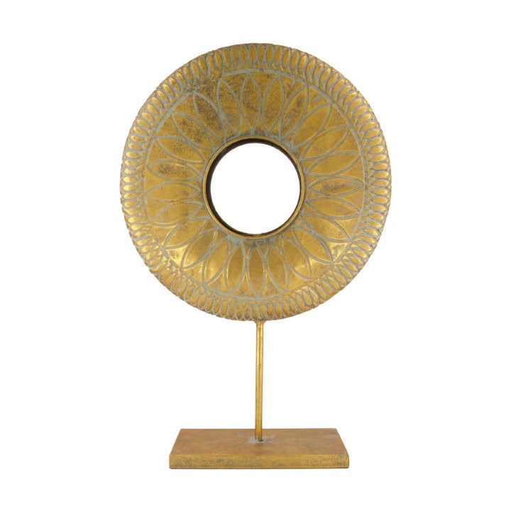 Ornament op standaard “Golden Eye” - 57,5 cm hoog - goud metaal