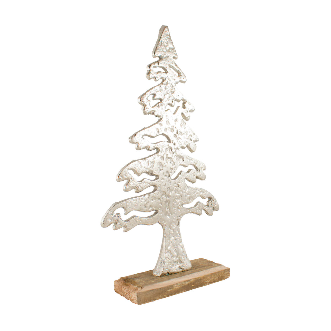 Kerstboom metaal op hout zijkant